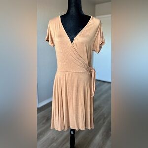 Annabelle Tan Midi Wrap Dress